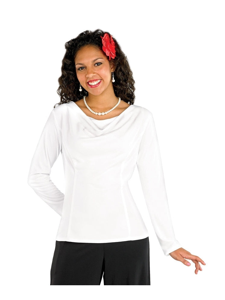 AMANDA (Style #2435) - Cowl Neck Long Sleeve Blouse Cousins Concert Attire