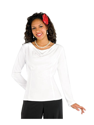 AMANDA (Style #2435) - Cowl Neck Long Sleeve Blouse Cousins Concert Attire