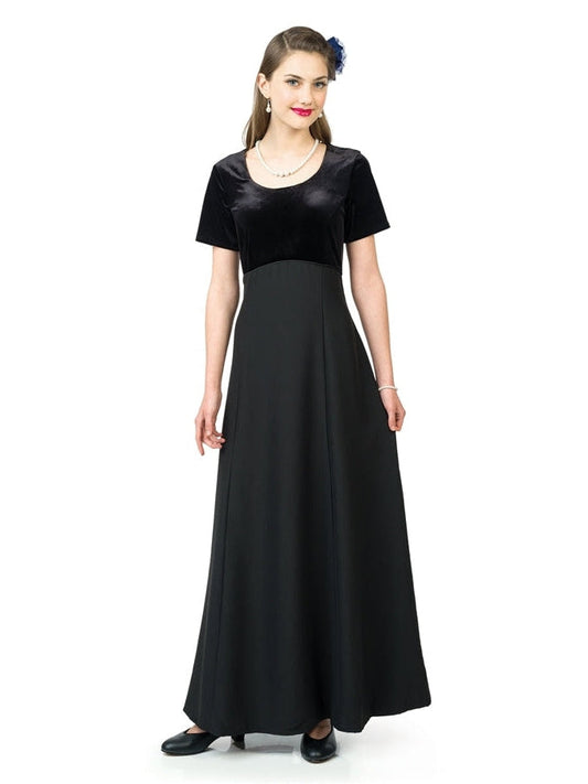 JULIA (Style #2502) - Velvet Scoop Neck, Short Sleeve Dress Cousins Concert Attire