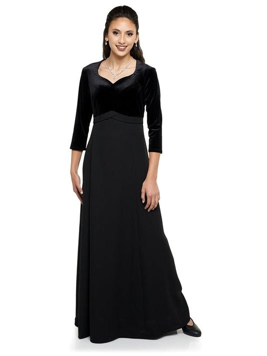 ALEXANDRA (Style #2508) - Velvet Heart Neck, 3/4 Sleeve Dress Cousins Concert Attire