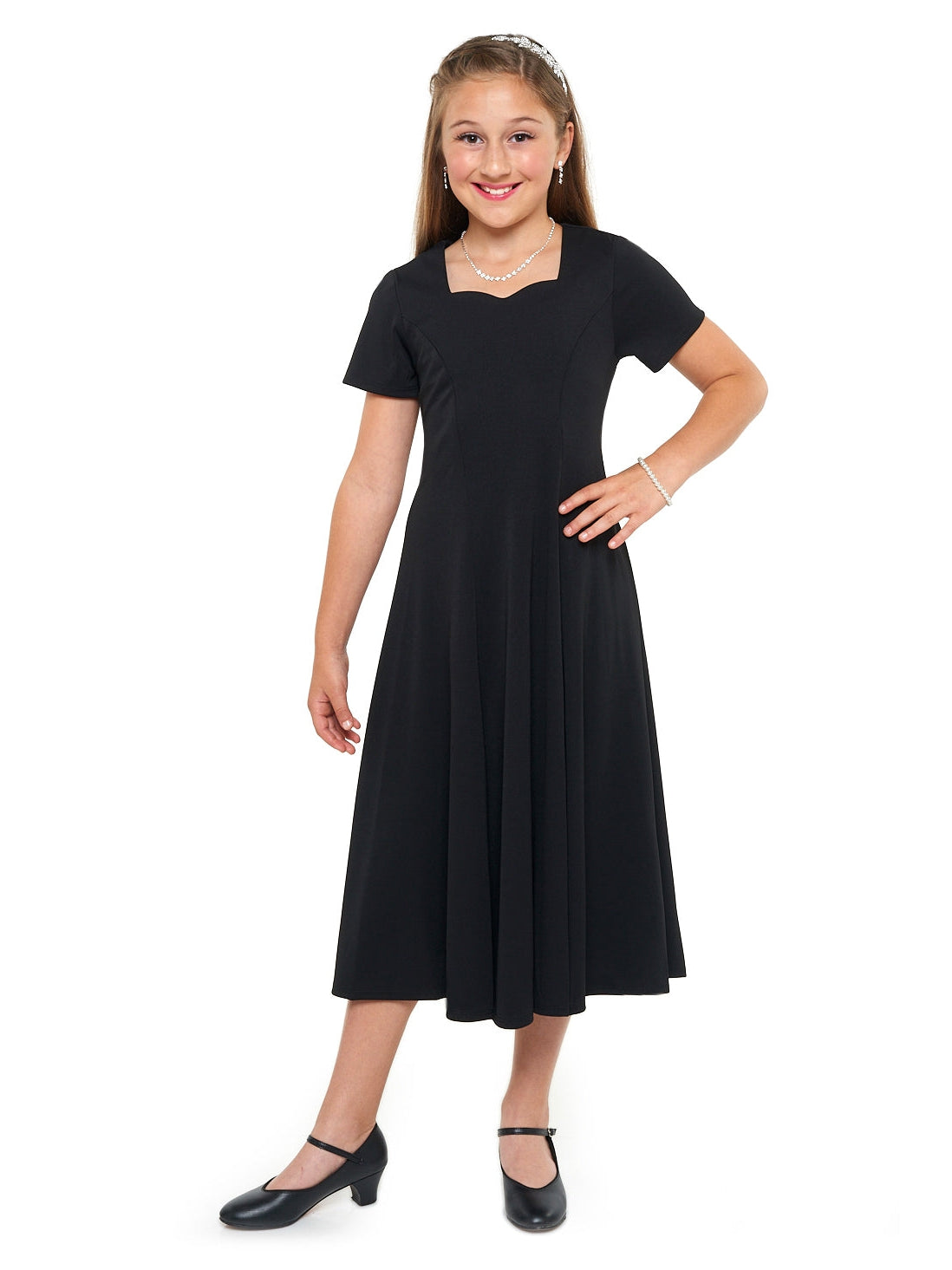VALENTINA (Style #403Y) - Sweetheart Neck Short Sleeve Show Choir Dress-Youth Cousin's Concert Attire