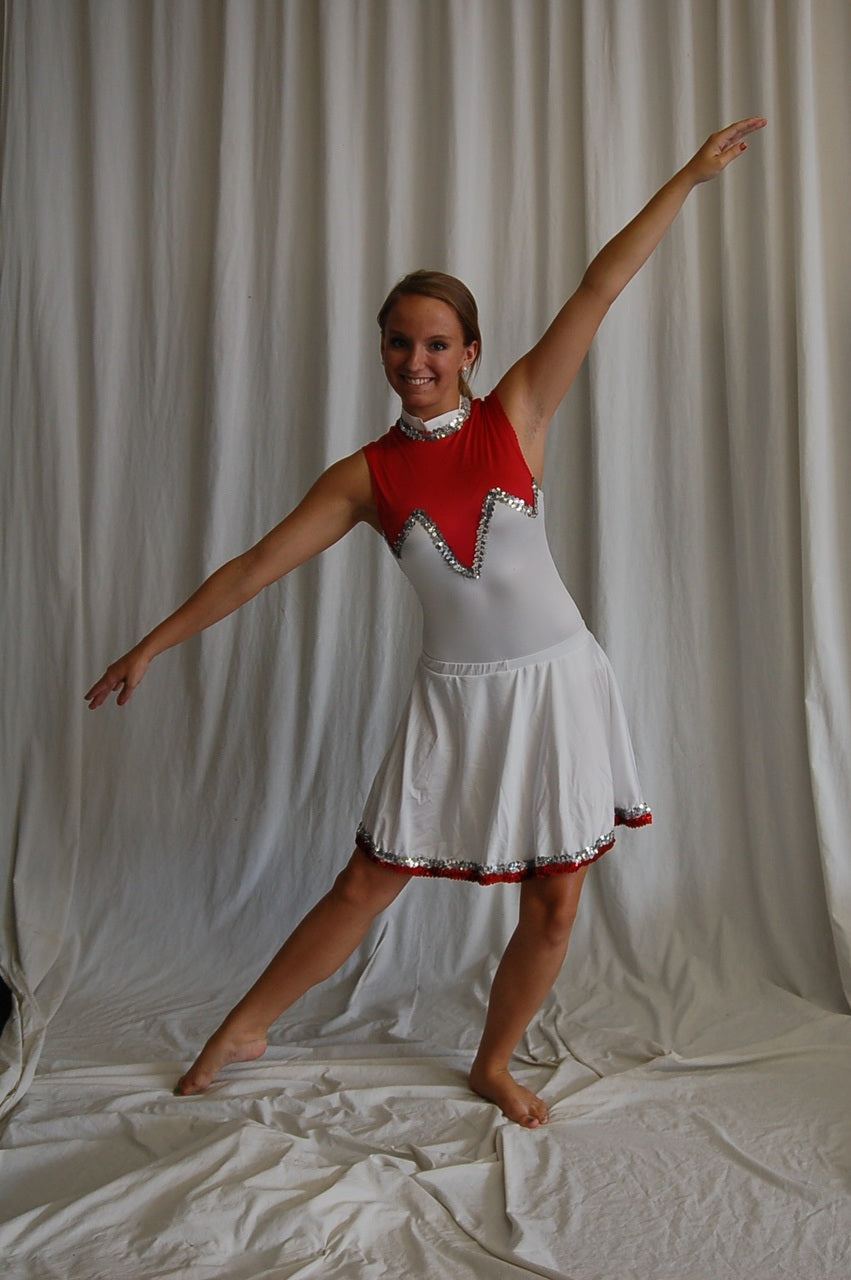 5 red/white leotards Style Plus