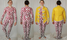 Load image into Gallery viewer, 31 Red/white Damask Unitards + 24 Yellow Jackets A Wish Come True
