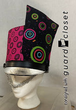 Load image into Gallery viewer, 87 Hot Pink/black/silver Circle Motif Performance Tops + 46 Shako Wraps Vivace
