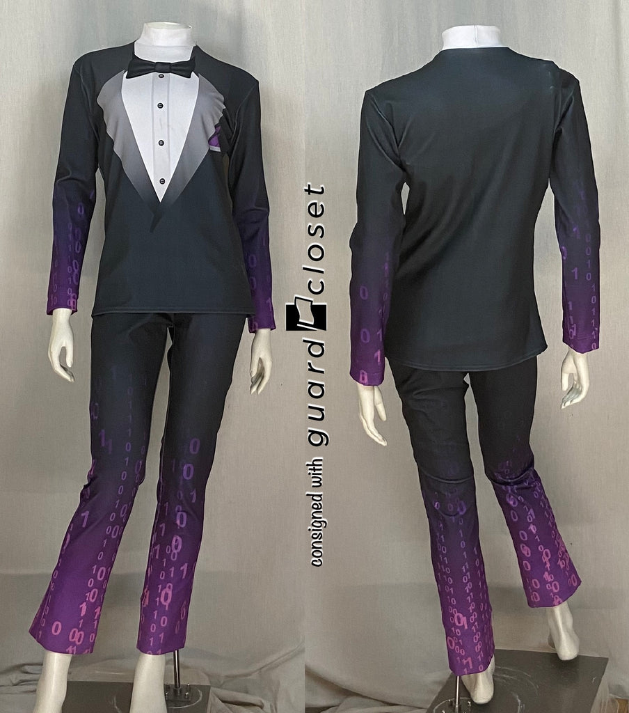 20 gray/purple tuxedo/binary number costumes- 20 tops + 26 bibs Digital Performance Gear