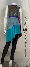 Load image into Gallery viewer, 12 total aqua/purple/black sleeveless skirted unitards guardcloset
