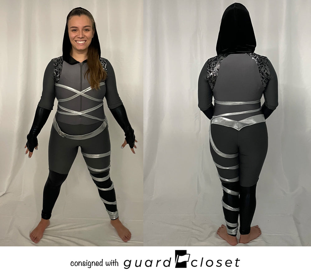 7 Grey/black Hooded Unitards With Belt Creative Costuming & Designs