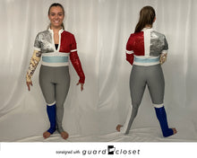 Load image into Gallery viewer, 7 Grey/red/blue/white/tan Map Unitards Creative Costuming &amp; Designs
