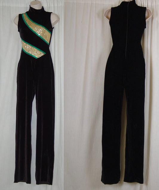7 Black Sleeveless Unitards With Gold/green Trim Director's Showcase/DSI