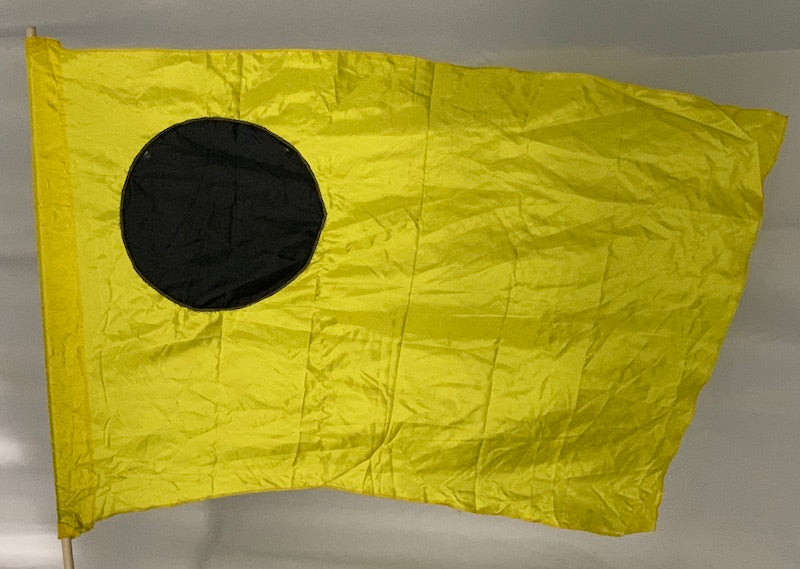 14 yellow black dot flags guardcloset