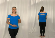 Load image into Gallery viewer, 18 Neon Green And Electric Blue Cut Tops Balera Dancewear
