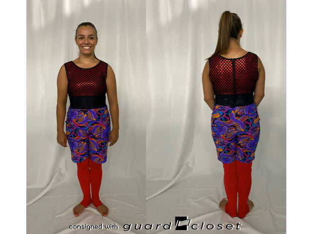 18 Red/black Unitards With Attached Multi-color Shorts Dance Sophisticates